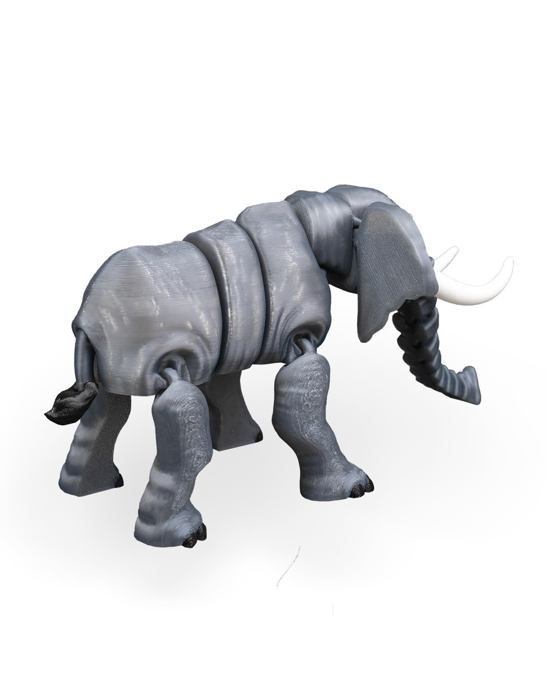 Articulated Elephant Figurine – Safari Desk Fidget for Teens & Adults – Stress Relief & Collectible – 3D Printed in Canada