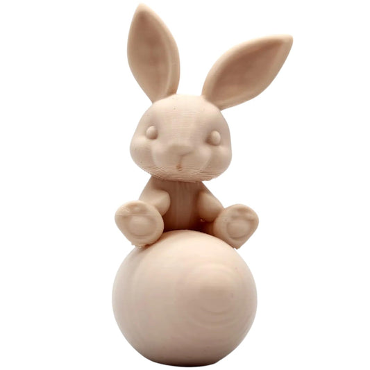 Bunny on The Egg Figurine – Adorable Easter Rabbit Sculpture for Holiday Decor or Painting – 3D Printed in Canada