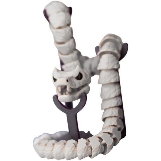 Sidewinder Articulated Rattle Snake – Poseable White Serpent Figurine with Realistic Scales & Fangs for Teens & Adults – 3D Printed in Canada