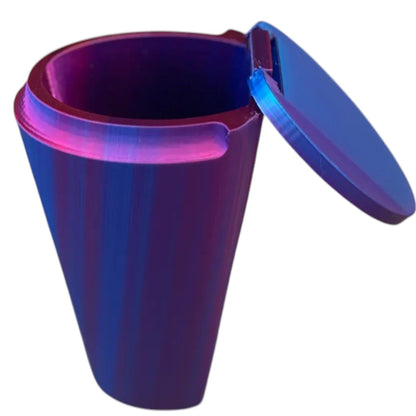 CARbage – Car Trash Bin for Cup Holders, One-Piece Print-in-Place Design with Flip Lid, Compact Auto Waste Container – 3D Printed in Canada