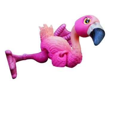 Articulated Flamingo Bird Figurine – Poseable 3D Printed Tropical Animal Model – Print-in-Place Pink Bird Sculpture for Desk or Shelf Display – 3D Printed in Canada