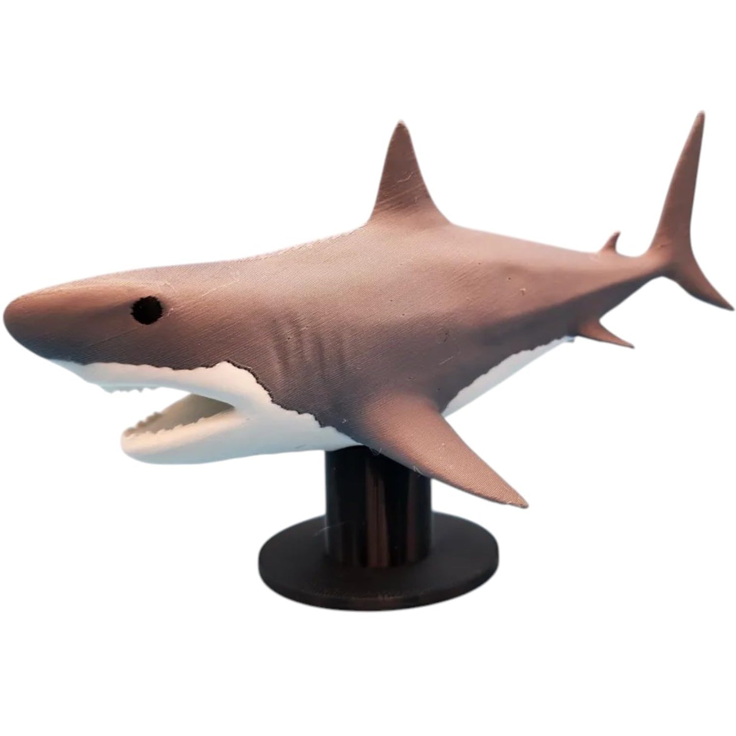 Megalodon Shark Figurine with Stand – Realistic 3D Printed Ancient Predator Model, Great White Style Sculpture – 3D Printed in Canada