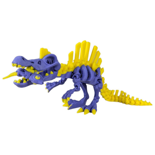 Skeleton Spinosaurus – Articulating Dinosaur Figurine – Prehistoric Collectible – 3D Printed in Canada (Solar Amethyst)