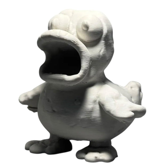 Screaming Claymation Duck Figurine – Funny Cartoon Duck Desk Buddy, Collectible Shelf Decoration, Quirky Gift for Adults – 3D Printed in Canada