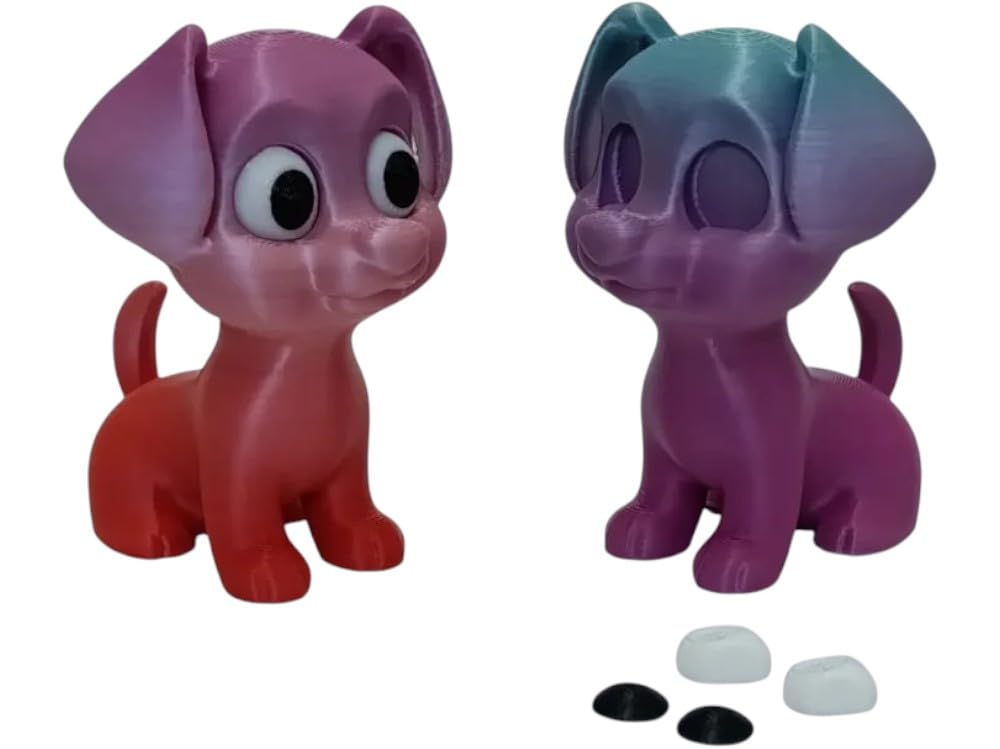 Cute Dog Figurine – Adorable Puppy Collectible with Optional Eye Pieces – 3D Printed in Canada