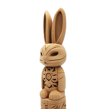 Bunny Totem Pole – Wood-Look Rabbit Figurine Totem Made from PLA with Wood – 3D Printed in Canada