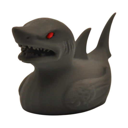 Shark Duck Figurine - Unique Rubber Ducky Dashboard Accessory - Car Duck Decor for Jeep Ducking - Cruise Ship Hiding Duck Toy - Collectible Bath Office Desk Decoration – 3D Printed in Canada