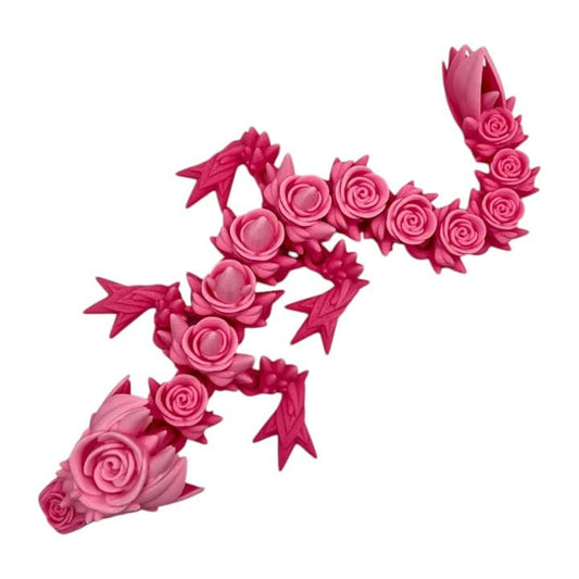 Baby Rose Dragon Figurine – Articulated Floral Fantasy Desk Fidget for Teens & Adults – Stress Relief & Collectible – 3D Printed in Canada