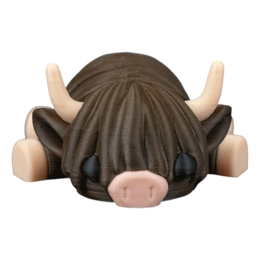 5-Pack Highland Cow in Field Nest – Articulated Fidget Highland Bull Desk Toy with Shaggy Detail, Calming Farm Animal Gift for Teens & Adults – 3D Printed in Canada