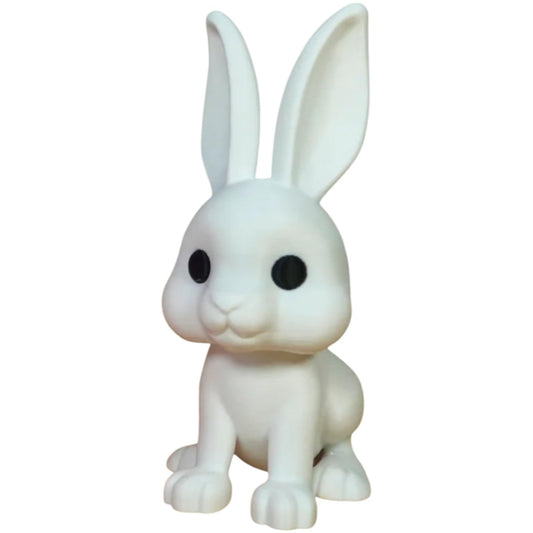 Mystic Bunny Alive Figurine – Whimsical White Rabbit with Big Eyes – Fantasy-Inspired Desk Companion or Shelf Display – 3D Printed in Canada