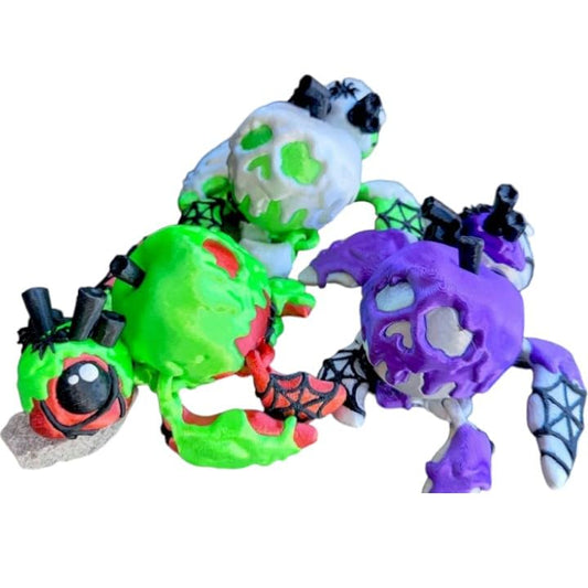 Poison Appleurtle Articulated Fidget Figurine – Spooky Turtle Apple Hybrid Halloween Desk Toy for Teens & Adults – 3D Printed in Canada