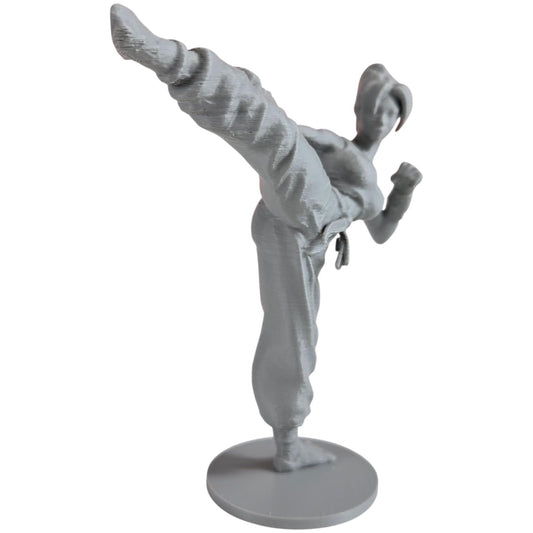Female Kickboxer Figurine – Dynamic Martial Arts Sculpture for Collectors, Dioramas, and Desk Displays – 3D Printed in Canada