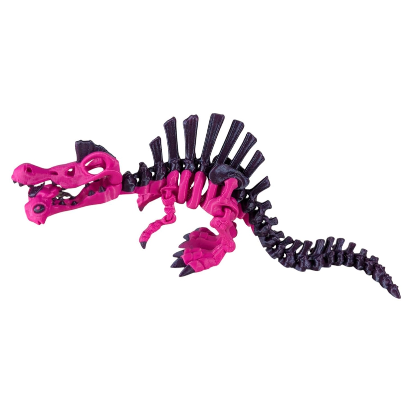 Skeleton Spinosaurus – Articulating Dinosaur Figurine – Prehistoric Collectible – 3D Printed in Canada (Cosmic Orchid)