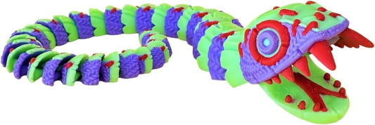Articulated Stuffed Snake Figurine – Creepy Cute Desk Fidget for Teens & Adults – Horror Plush-Inspired Collectible – 3D Printed in Canada