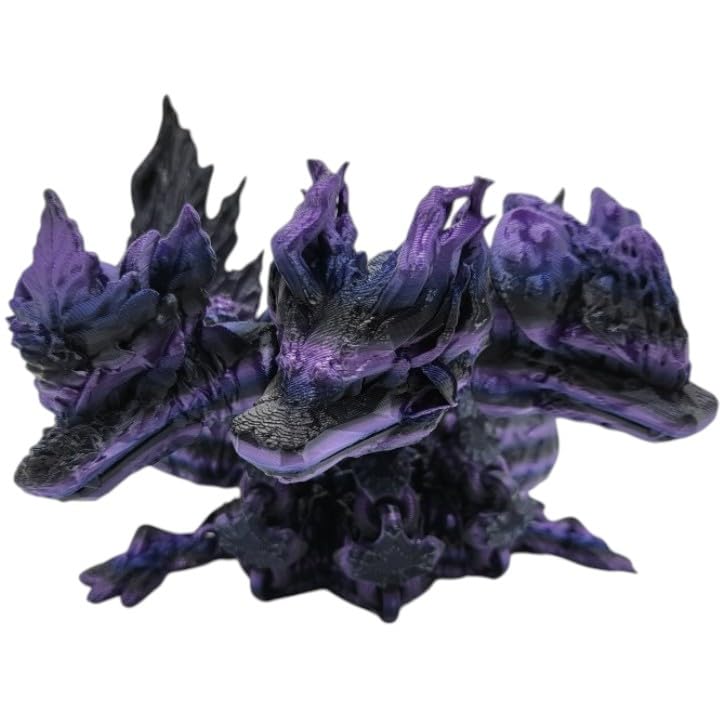 Tri-Forest Dragon Articulated Fantasy Figurine – Triple-Headed Posable Dragon for Display, Fidgeting & Collectors – 3D Printed in Canada