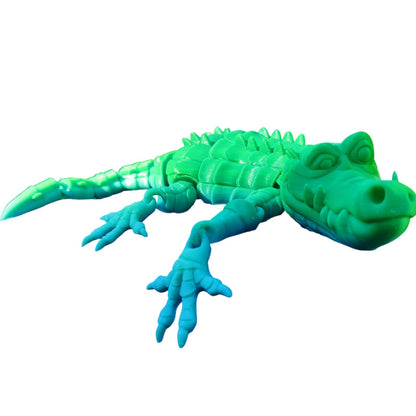 Articulated Cute Crocodile Figurine – Poseable Jungle Reptile Model for Display, Collecting & DIY Painting – 3D Printed in Canada