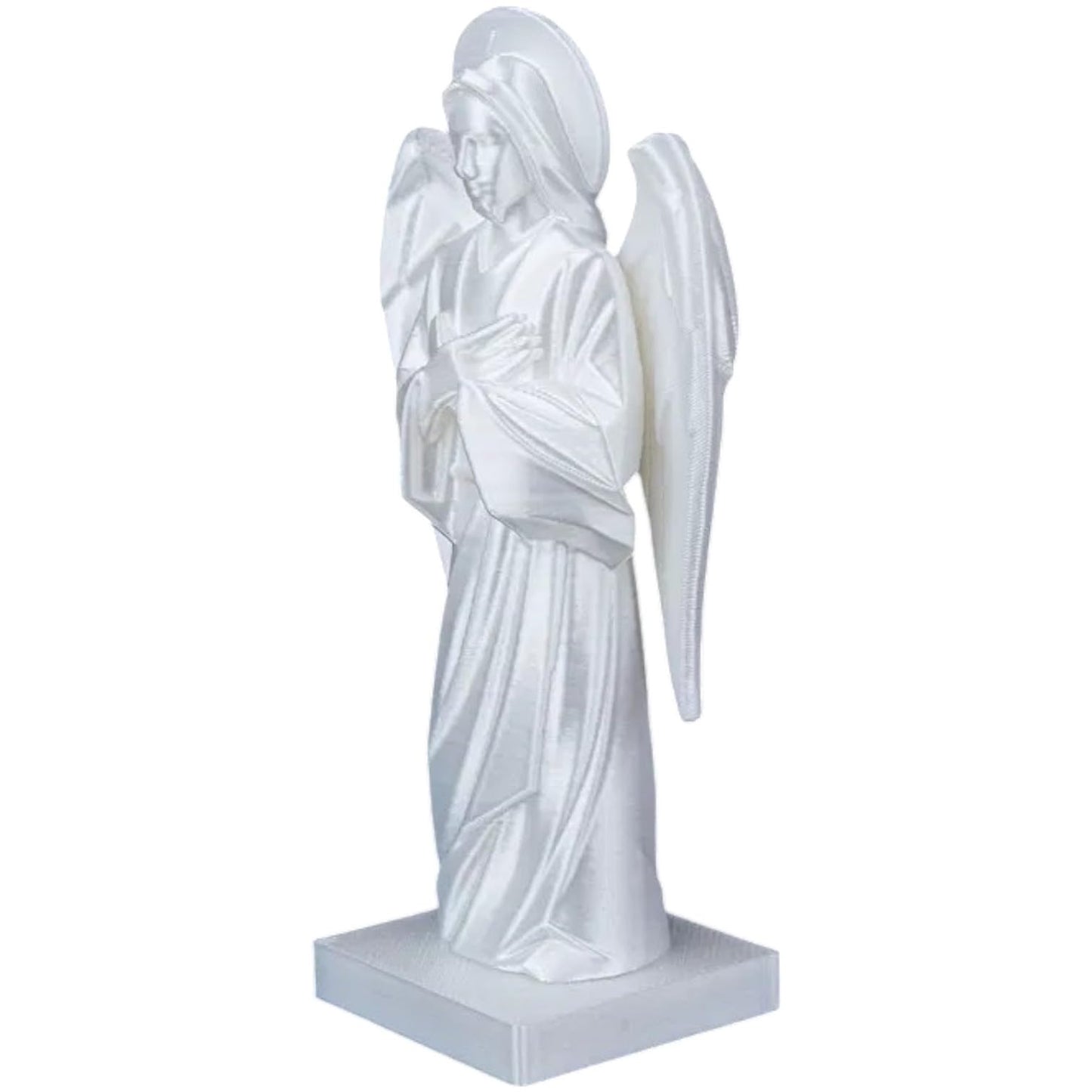 Holy Angel Statue – Minimalist Geometric Angel Sculpture with Halo and Wings for Home, Memorial or Prayer Décor – 3D Printed in Canada