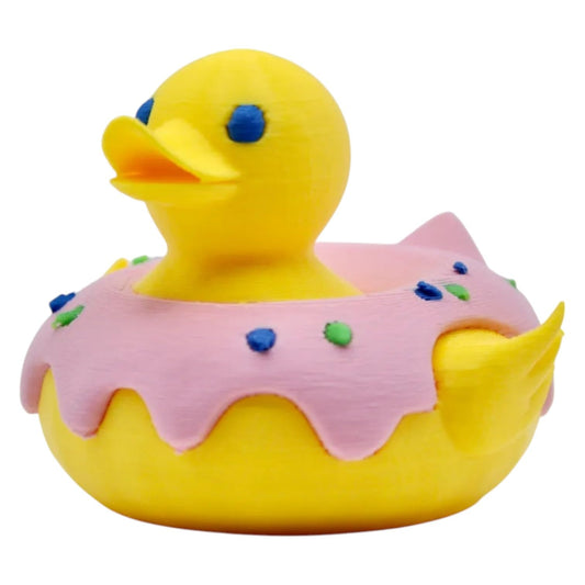 Donut Duck Figurine – Cute Dessert Duck Desk Ornament – Ducks for Jeeps Collectible – Funny Donut Lover Gift – Novelty PLA Decor – 3D Printed in Canada