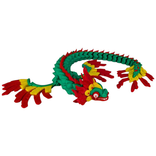 3DCENTRAL.CA Articulated Quetzalcoatl Figurine – Movable Desk Toy for Stress Relief, Focus, Anxiety, ADHD – Collectible Sensory Tool for Teens and Adults – 3D Printed in Canada