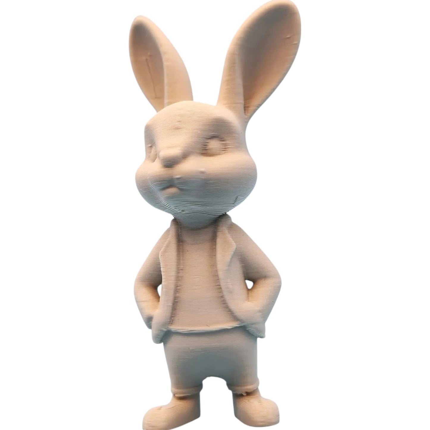 Well Dressed Rabbit Figurine – 3D Printed Bunny Statue for Painting, Display & Gifting – 3D Printed in Canada