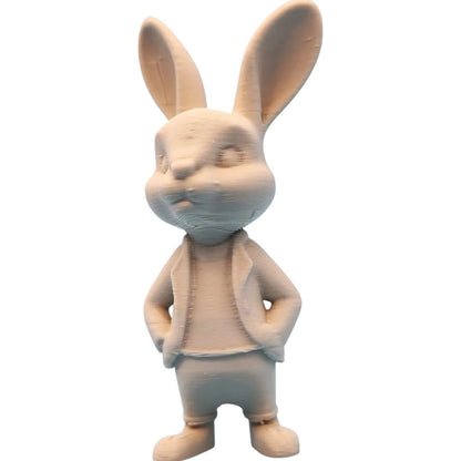 Well Dressed Rabbit Figurine – 3D Printed Bunny Statue for Painting, Display & Gifting – 3D Printed in Canada