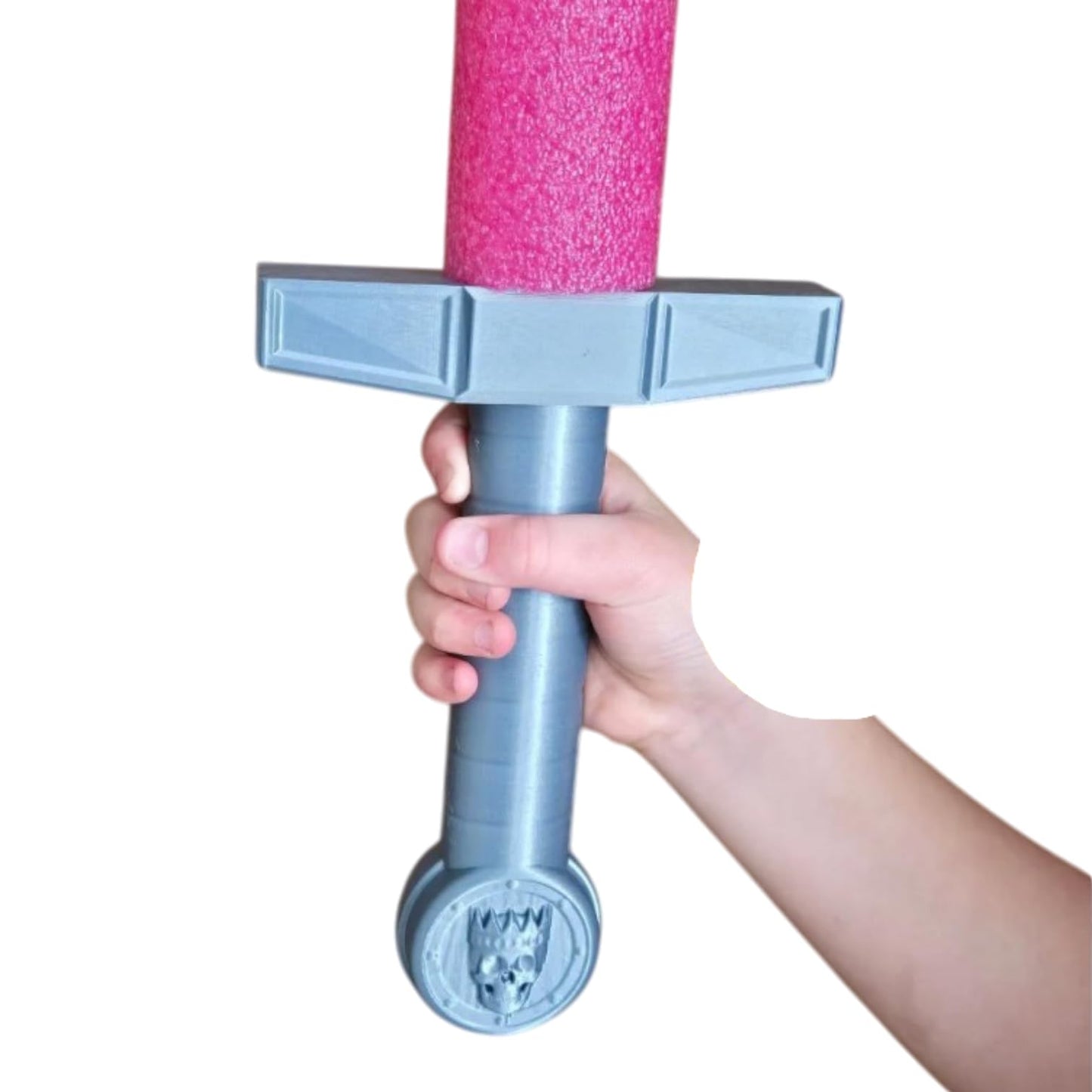 Pirate Claymore Pool Noodle Sword Handle – Wide-Guard Foam Blade Hilt with Crowned Skull Pommel for Cosplay, LARP & Fantasy Combat – 3D Printed in Canada
