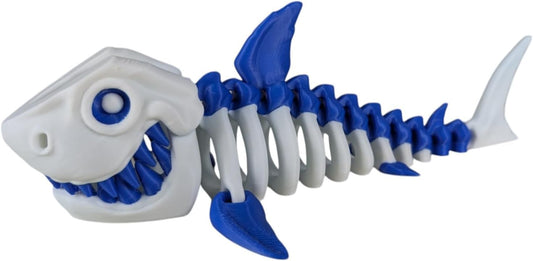Articulated Skeleton Shark Figurine – Glacial Phantom – Unique Shark Desk Toy & Stress Relief for Teens & Adults – 3D Printed in Canada