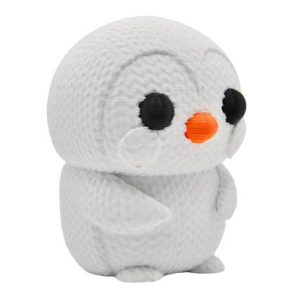 Knitted Penguin Figurine – Faux-Stitched Arctic Animal Sculpture with Orange Beak – 3D Printed in Canada