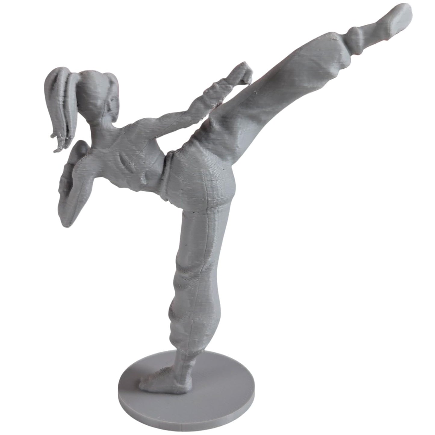 Female Kickboxer Figurine – Dynamic Martial Arts Sculpture for Collectors, Dioramas, and Desk Displays – 3D Printed in Canada