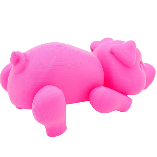 Articulated Piggy Fidget Toy – Cute Pink Pig Figurine for Desk, Display & Stress Relief – Flexible Animal Collectible for Teens & Adults – 3D Printed in Canada