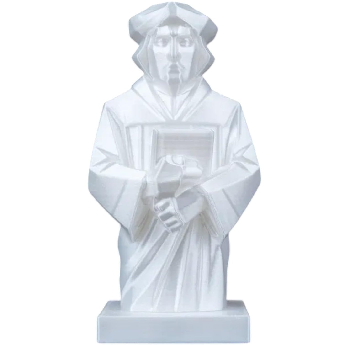 Martin Luther Statue – Minimalist Geometric Sculpture of Reformation Leader Holding Bible – 3D Printed Display for Shelf, Office or Study – 3D Printed in Canada