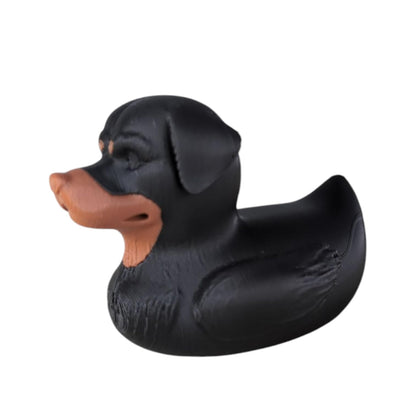 Rottweiler Duck Figurine - Dog Collectible for Jeep Ducking, Cruise Ship Hiding - Funny Rubber Duck Gift for Dog Lovers - Novelty Desk Decor - 3D Printed in Canada