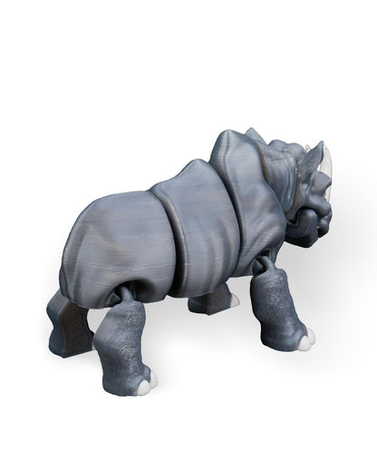 Articulated Rhinoceros Figurine – Jungle Desk Fidget for Teens & Adults – Stress Relief & Collectible – 3D Printed in Canada