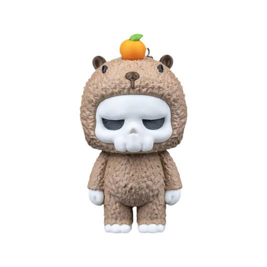 Skubbies – Poppy Brown Bear Skeleton Mini Figurine Collectible, 2" – Pack of 5 with Keychain Ring Connector – Cute Backpack & Purse Accessory for Teens & Adults – 3D Printed in Canada