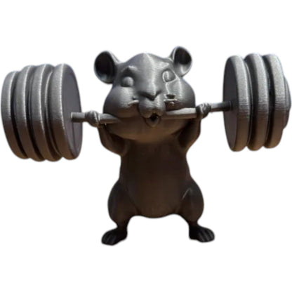Swole Hamster Figurine – Funny Weightlifting Rodent Desk Decor for Gym Lovers – 3D Printed in Canada