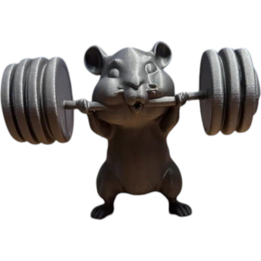 Swole Hamster Figurine – Funny Weightlifting Rodent Desk Decor for Gym Lovers – 3D Printed in Canada