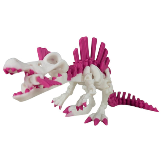 Skeleton Spinosaurus – Articulating Dinosaur Figurine – Prehistoric Collectible – 3D Printed in Canada (Celestial Orchid)