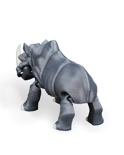 Articulated Rhinoceros Figurine – Jungle Desk Fidget for Teens & Adults – Stress Relief & Collectible – 3D Printed in Canada