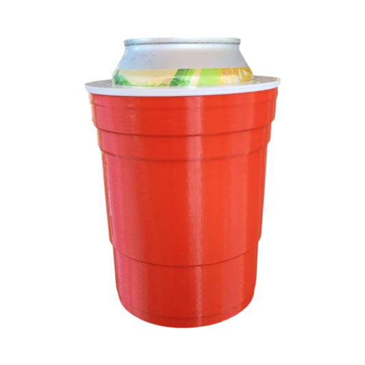 Red Solo Cup-Style Beer Can Holder – Party Cup Inspired Beverage Sleeve for 12oz Cans – Funny Tailgate and BBQ Accessory – 3D Printed in Canada