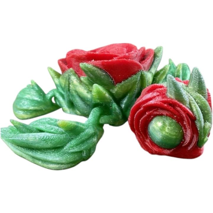 Roseurtle Figurine – Articulated Rose Turtle Fidget Toy with Floral Fantasy Design, Collectible Creature for Display – 3D Printed in Canada