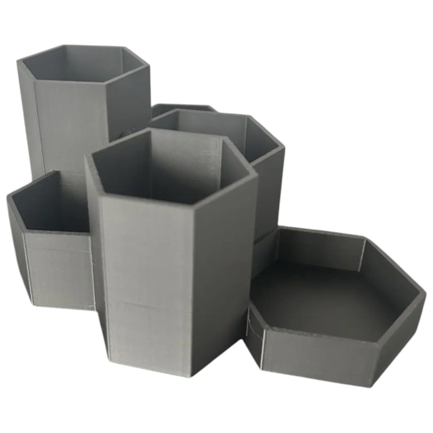 Hexagonal Desk Organizer – Multi-Height Pen, Remote & Trinket Holder – Geometric Honeycomb Design for Office, Studio or Gaming Setup – 3D Printed in Canada