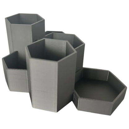 Hexagonal Desk Organizer – Multi-Height Pen, Remote & Trinket Holder – Geometric Honeycomb Design for Office, Studio or Gaming Setup – 3D Printed in Canada