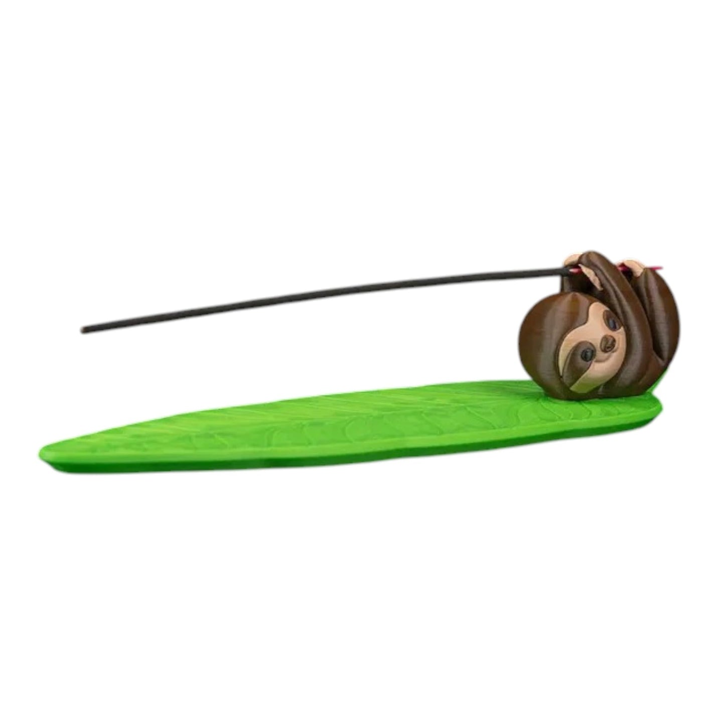 Slow Burn Incense Holder – Adorable Sloth Stick Burner on Leaf Tray for Relaxation, Aromatherapy, and Home Décor – Cute Jungle Design – 3D Printed in Canada