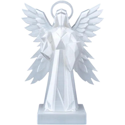 Four-Winged Angel Statue – Minimalist Geometric Celestial Guardian with Halo and Book – 3D Printed Spiritual Sculpture for Home or Altar – 3D Printed in Canada