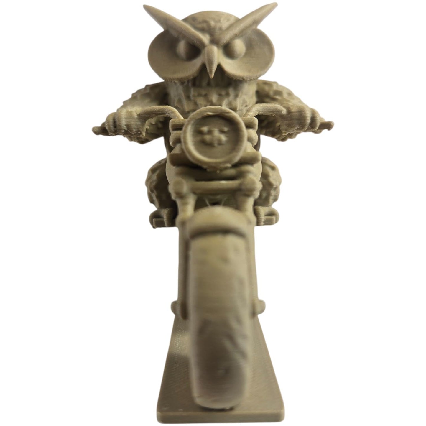 Night Biker Owl Figurine – Fantasy Motorcycle Statue – Badass Desk Ornament or Painting Miniature – Unique Owl on Bike Model – 3D Printed in Canada