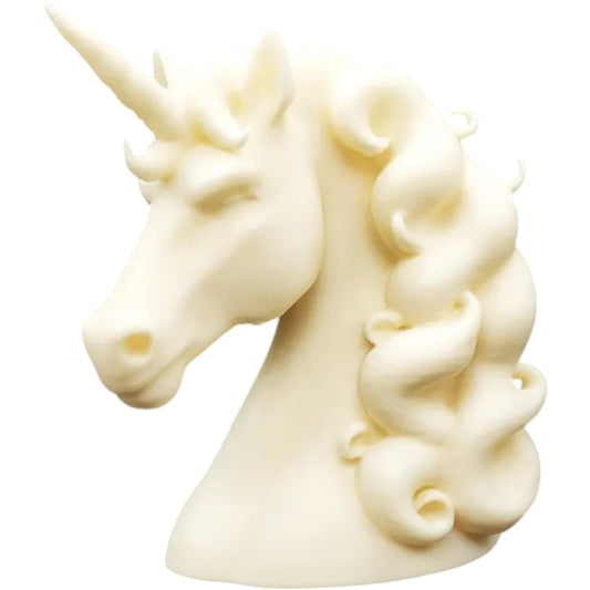 Unicorn Bust Sculpture – Fantasy Mythical Unicorn Head Décor with Flowing Mane – 3D Printed in Canada
