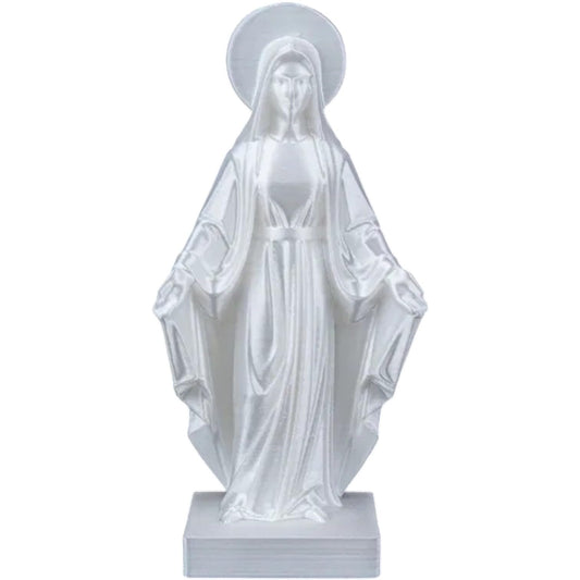Holy Mary Statue – Minimalist Geometric Virgin Mary Sculpture with Halo for Altar, Prayer Corner or Gift Décor – 3D Printed in Canada