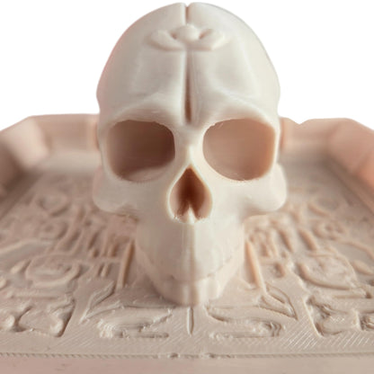 Skull Catch-All Tray – Gothic Desk Organizer with 3D Skull Accent for Keys, Coins, Dice, or Jewelry – 3D Printed in Canada