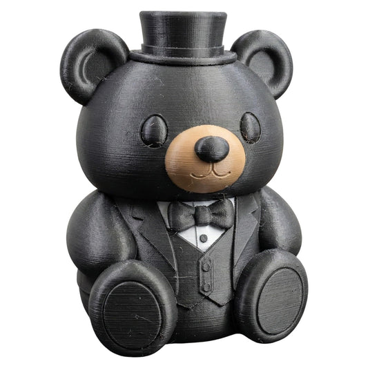 Groom Teddy Bear Figurine in Tuxedo and Top Hat – Wedding Table Decor, for Couples or Collectors – 3D Printed in Canada