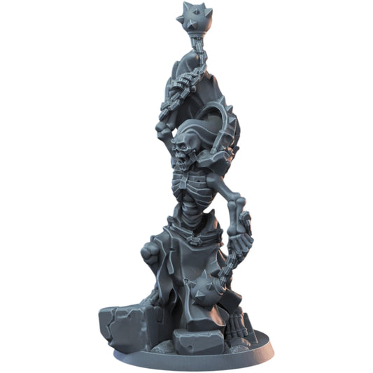 Skeleton Chainballer Miniature 32mm Scale | Undead Fighter with Raised Spiked Flail for Fantasy Tabletop RPG & Painting – 3D Printed in Canada